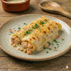 canelón de jaiba camarón congelado canelón marino listo para hornear pasta rellena de jaiba y camarón canelón Poseidon Seafood