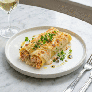 canelón de centolla congelado pasta rellena de centolla canelón gourmet listo para hornear canelón Poseidon Seafood