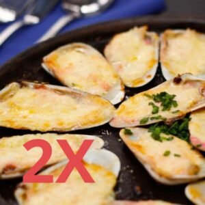 machas parmesanas 10/u congeladas machas gratinadas con parmesano machas en concha listas para hornear machas Poseidon Seafood