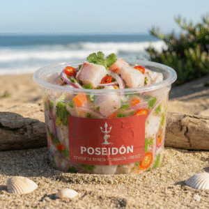 ceviche de reineta fresco 300 gramos ceviche fresco de reineta Poseidon Seafood ceviche de reineta con vegetales frescos ceviche sin ají listo para servir